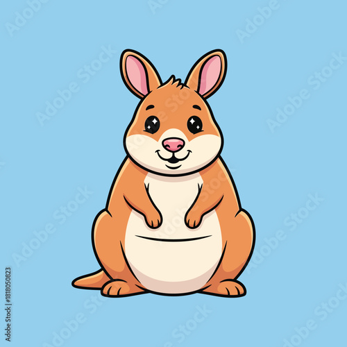 Cute cartoon kangaroo character smiling happily.