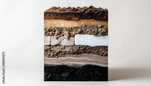 Cross-section of earth's layers showing geological strata
