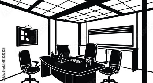 Modern office interior design creates a professional meeting space