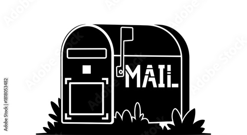 Mailbox vector graphic black and white mail delivery icon design