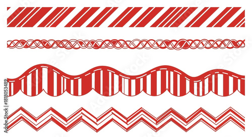 Festive red borders for your holiday designs and creative projects now