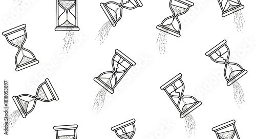 Dynamic hourglasses illustrating time passing, urgency, and deadlines, perfect for business concepts, project management, and time-sensitive themes