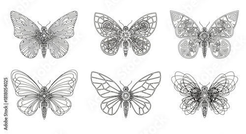 Discover unique steampunk butterfly designs merging nature with intricate mechanical gears and circuit board elements for creative projects.