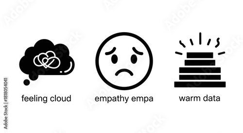 Abstract icons representing emotional connection, empathy, and data growth for modern business and conceptual projects