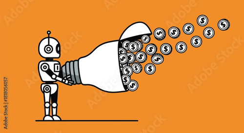 Automation and ai generating passive income and money concept art