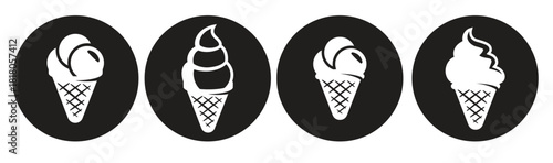  ice creame icons set white on a black background