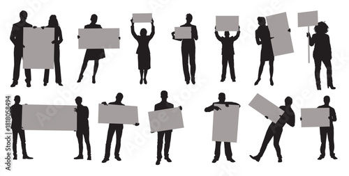 holding blank play card silhouettes set