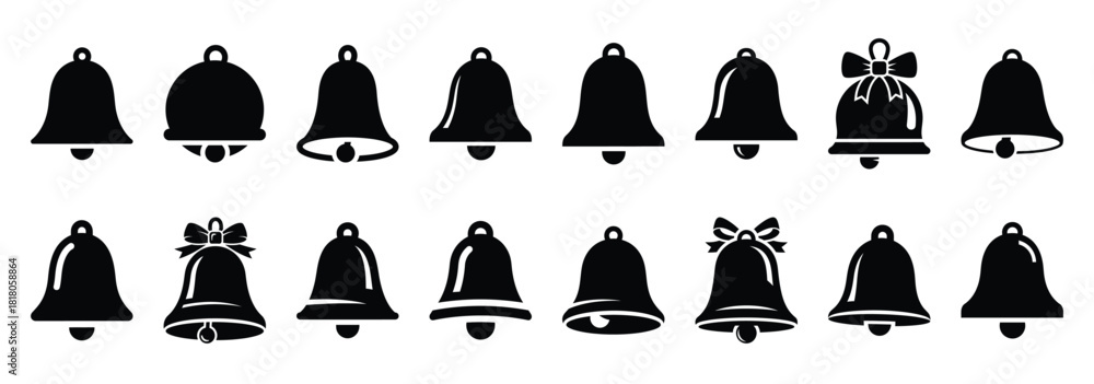 Φωτογραφία christmas bell silhouette icon set