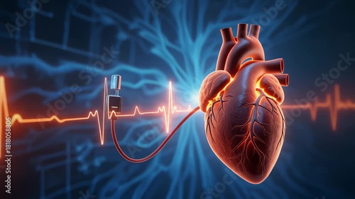 3D Visualization of a Pacemaker Lead Wire Connected to a Heart