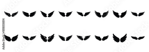 angel wings silhouette icon set