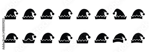 elf hat silhouette icon set