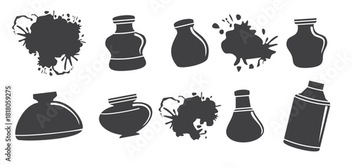  ink pot set vector