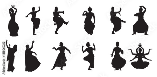 traditional indian dance silhouette 