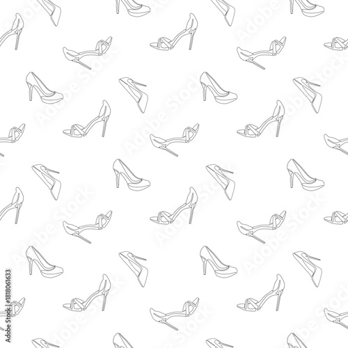 Outline High Heels seamless pattern. High Heels Background Design for wallpaper, fabric, textile, print, wrapping paper or package design.