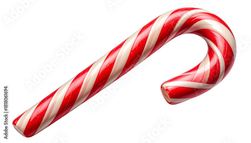  Frosted Candy Cane with Red Stripe Twist – Transparent Background PNG
