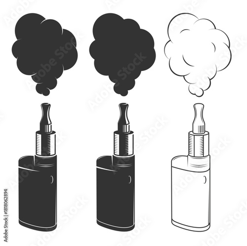 vaporizer cigarette icons vape icons black on a white