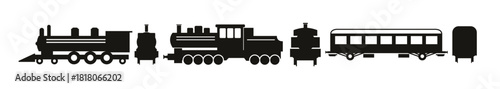  train silhouette vector set
