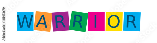 The word warrior in bold colorful letters isolated on transparent background
