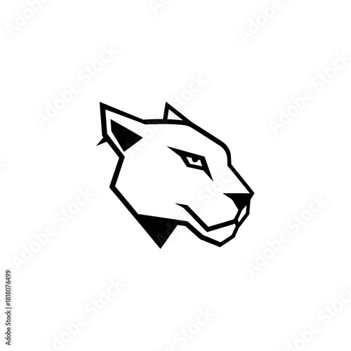 Geometric Panther Head Logo Design with Sharp Lines and Angles.