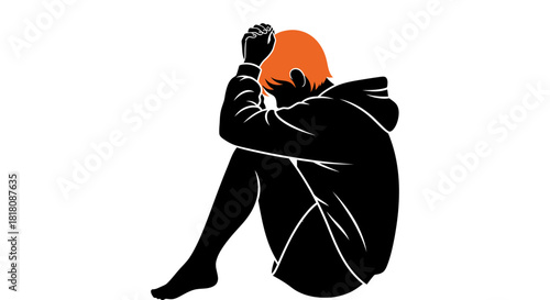 Illustration of sad depressed teenager mental health awareness