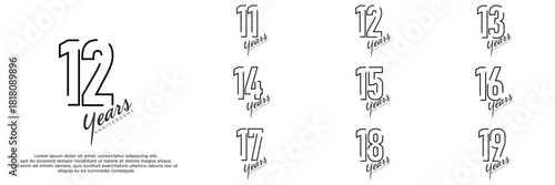 Set of anniversary logo with black color for celebration event