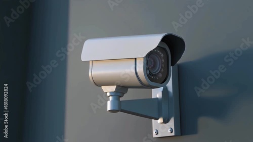 Security Camera Mounted on a Wall Capturing Surveillance Footage for Protection and Safety