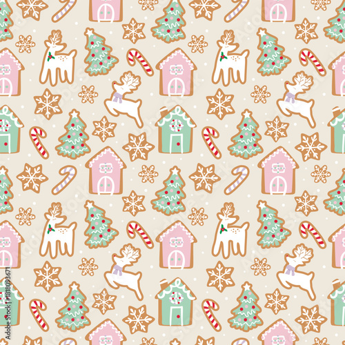 gingerbread cookies seamless pattern vector art