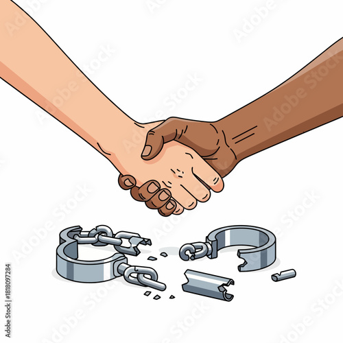 Handshake over Broken Chains - Unity and Freedom.