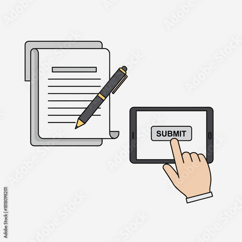 Digital Submission with Pen and Paper Form.