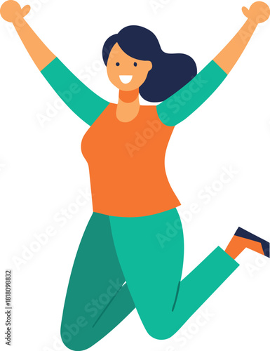 Woman celebrating success with a joyful jump