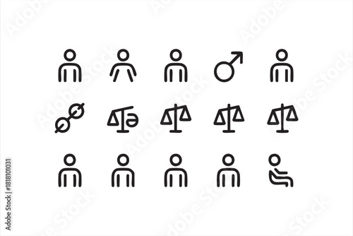 Minimalist inclusion and representation vector pack with human figures and scales