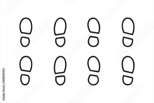 Walking step and footprint icons for maps, navigation and activity guides