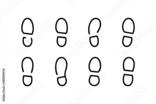Minimal shoeprint line art set for movement tracking and directional design