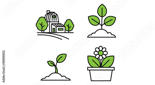 Farm plants growing agriculture nature gardening eco friendly design