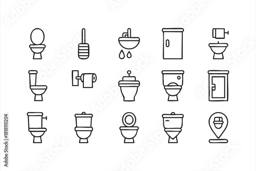 Minimal washroom symbols for cleaning services and building management