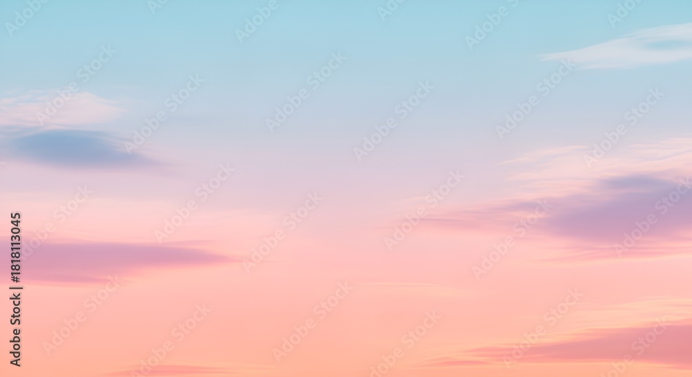 Fototapeta premium Aesthetic soft pastel sky gradient background with dreamy clouds formation image