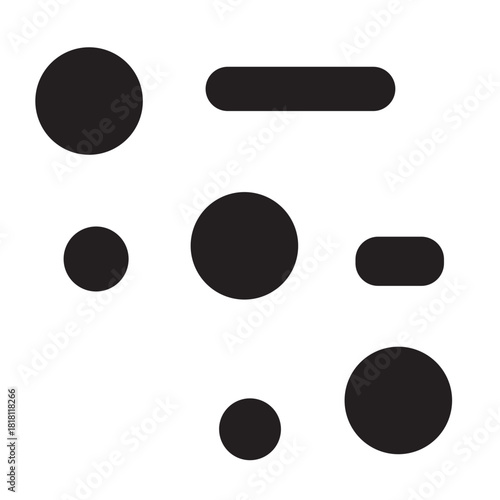 Three dots with lines icon, suitable for menu, options, or illustrating structure, alignment, and minimalist UI design.
