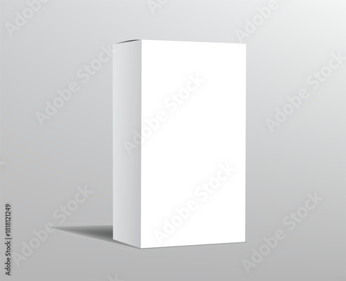 Product packaging tall cardboard box. Blank white 3D illustration for mockup designing
