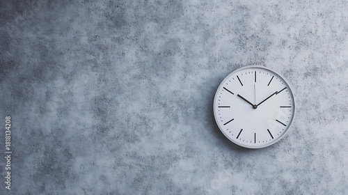 Wallpaper Mural A minimalistic grey clock hangs on a matching wall Torontodigital.ca