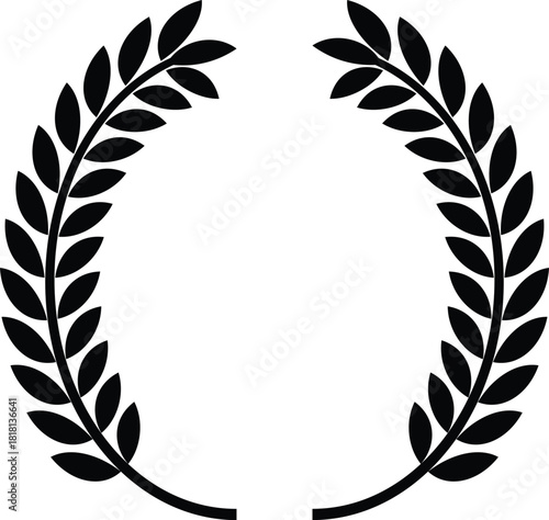 Gold laurel wreath  illustration pattern with leaf and floral nature design art element icon