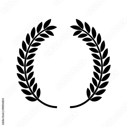 Elegant BLACK laurel wreath vector illustration, a vintage leaf design symbolizing victory and award