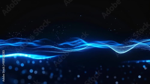 Abstract Waves of Light and Particles in Motion - Futuristic Digital Art