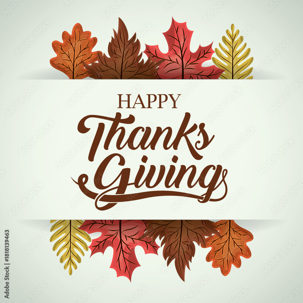 Obraz premium Thanksgiving Day Vector Template with Festive Gifts and Holiday Post Illustration | Happy Thanksgiving Celebration Art for Greetings, Seasonal Wishes, Creative Designs, Autumn Elements, and Gratitude 