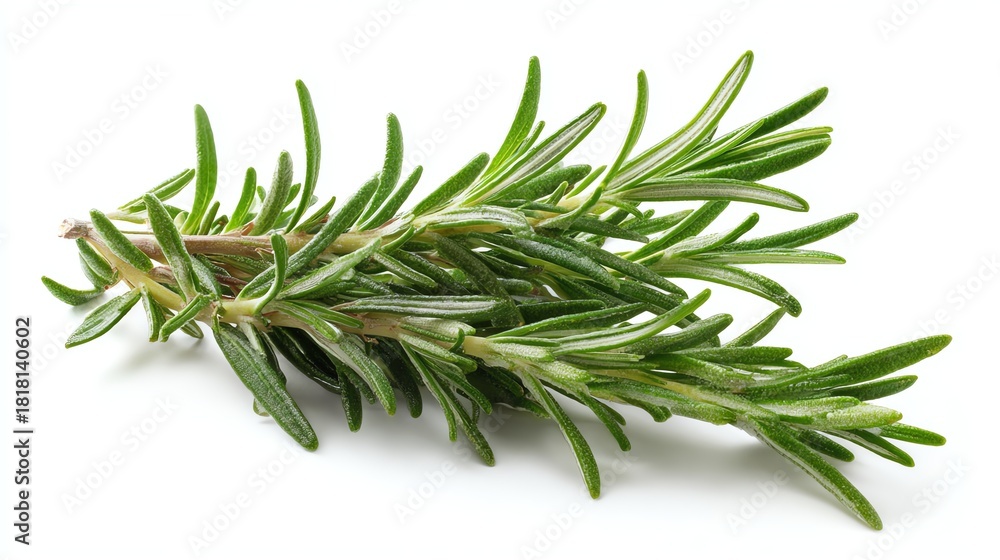 Fototapeta premium Fresh sprig of rosemary with vibrant green leaves, ideal for culinary use.