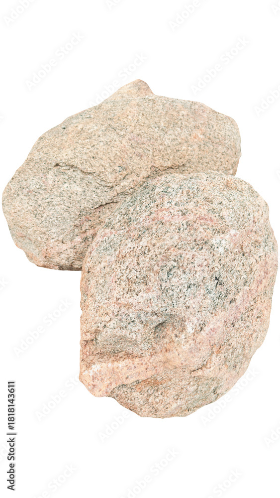 Obraz premium Two Rough Granite Stones on White Background