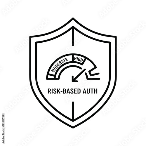 Riskbased authentication shown with a shield isolated on