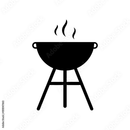 Outdoor Barbecue Grill Icon Summer Cooking Vector on White.