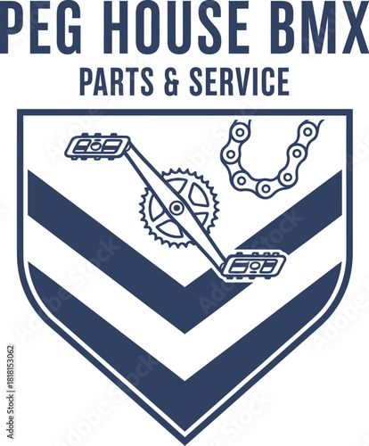 Peg House BMX Parts and Service for Biking Needs Vector Illustration 