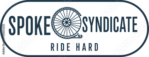 Spoke Syndicate Ride Hard Logo Biking Bicycle Design Vector Illustration 