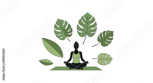 Find inner peace with yoga and nature's serenity, perfect for mindful designs and wellness promotions, promoting tranquility and balance